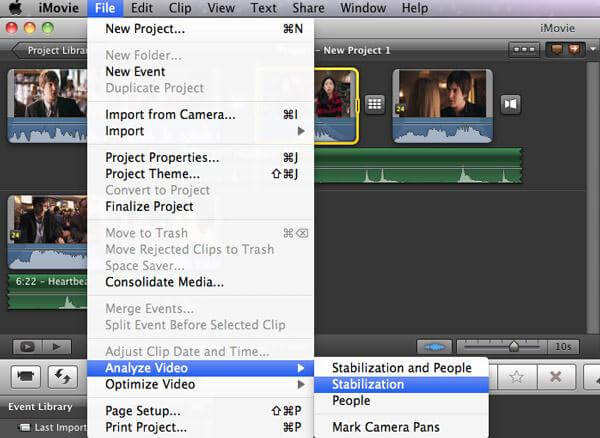 Stabiliseer wankele video's in iMovie