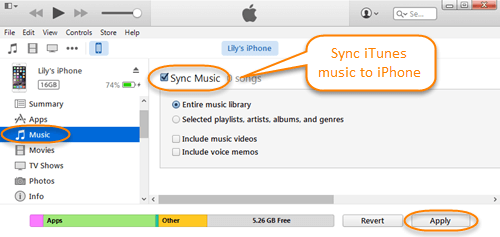 Синхронизация музыки с iPhone через iTunes