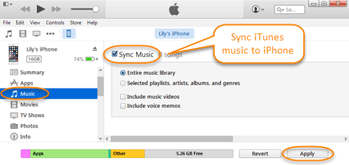 Sincronizar música con iPhone a través de iTunes