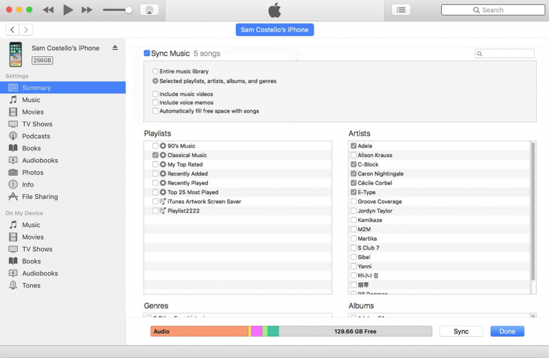 구입 한 iTunes 노래를 iPhone에 동기화