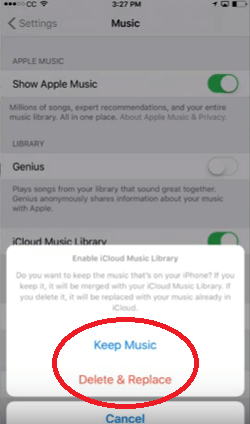 Encienda la biblioteca de música de iCloud