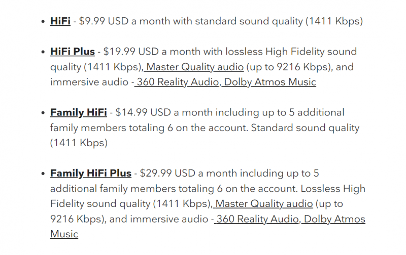 Member Plans of Tidal