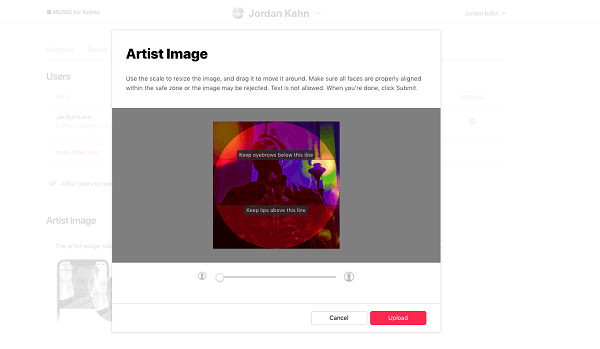 Cambia la foto del profilo dell'artista di Apple Music