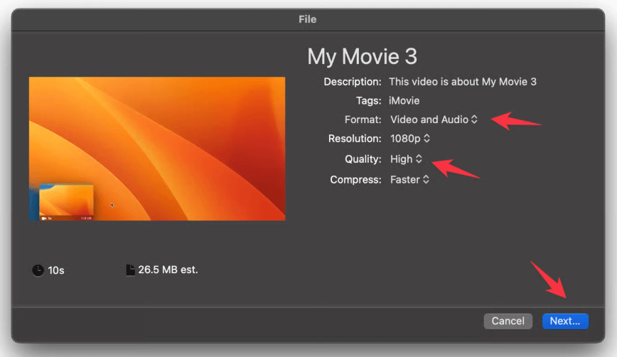 Export iMovie to MP4