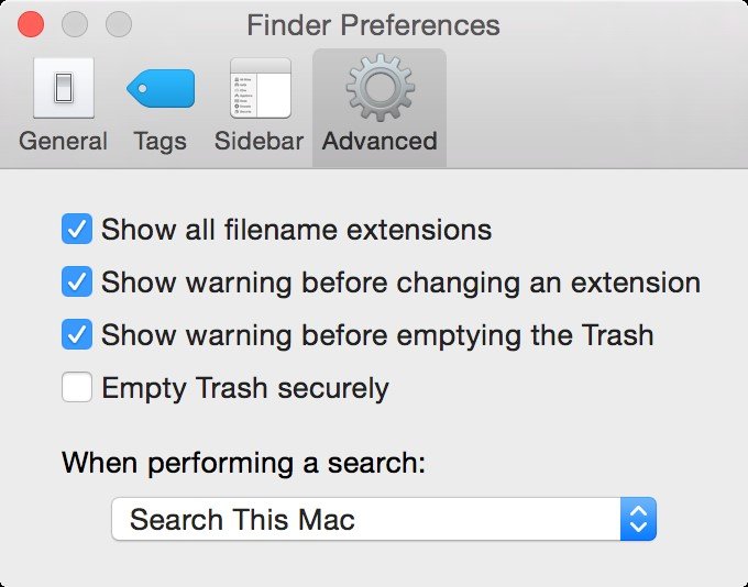 Preferencias del Finder en Mac