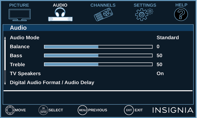 Réglage audio