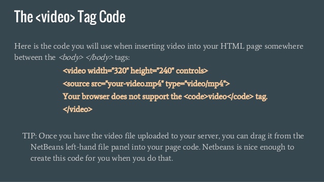 Tag de vídeo HTML5