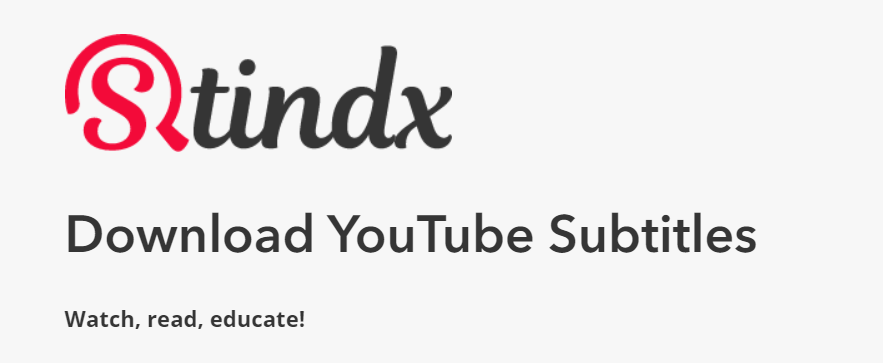 Stindx-YouTube字幕をテキストとしてダウンロードするためのオンラインツール