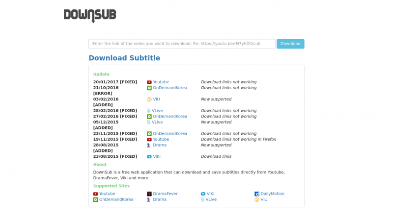 Downsub-Интернет-инструмент для загрузки субтитров YouTube в виде текста