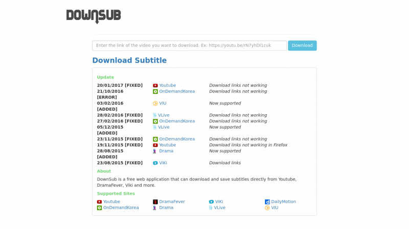 Downsub-YouTube字幕をテキストとしてダウンロードするためのオンラインツール