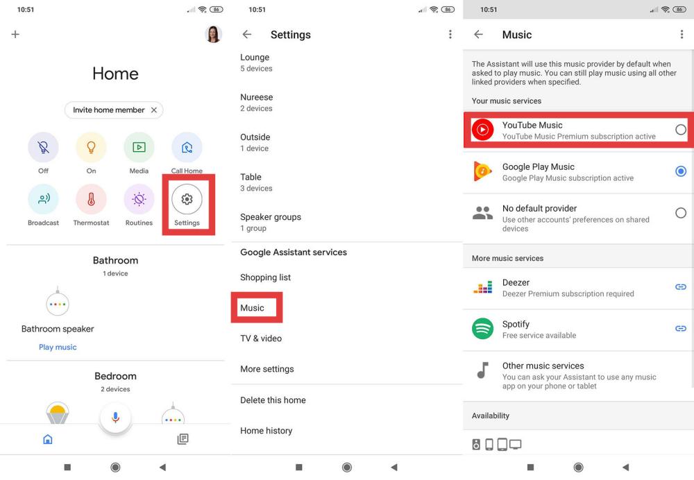 Conecta YouTube Music con Google Home.