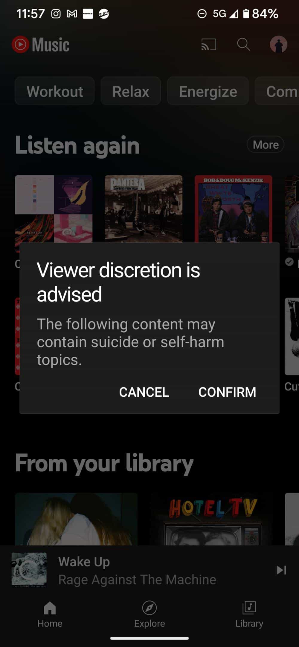 YouTube Music Viewer Discretion