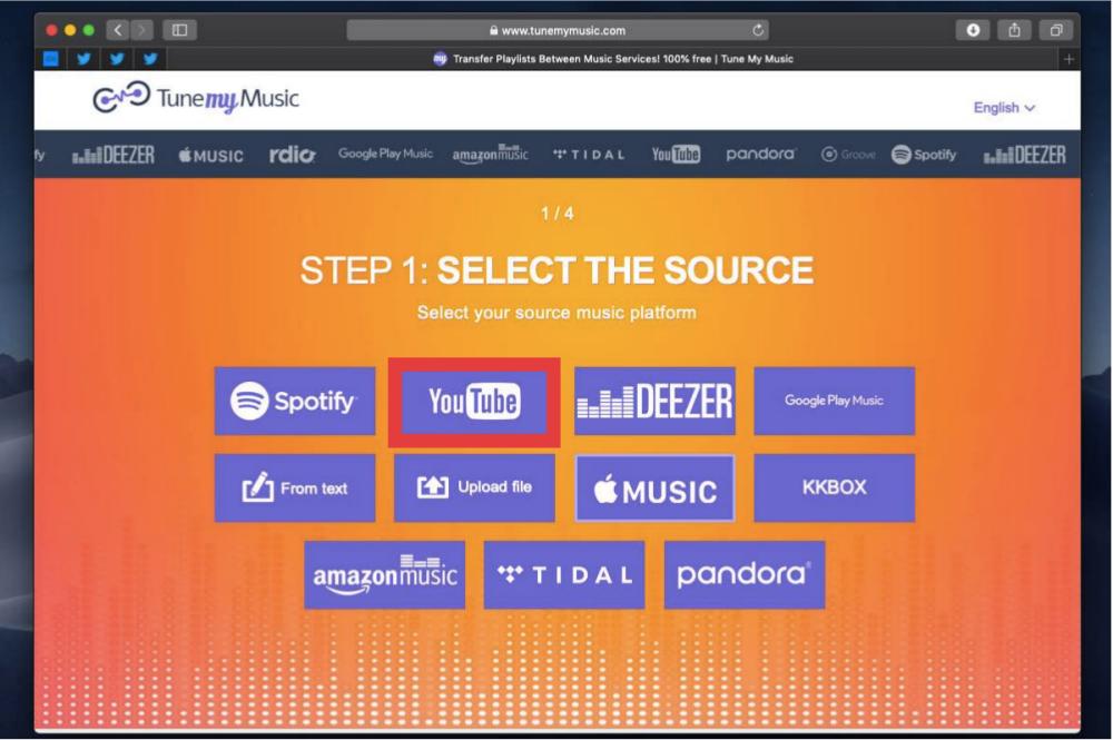 TuneMyMusic Transfer YouTube Music