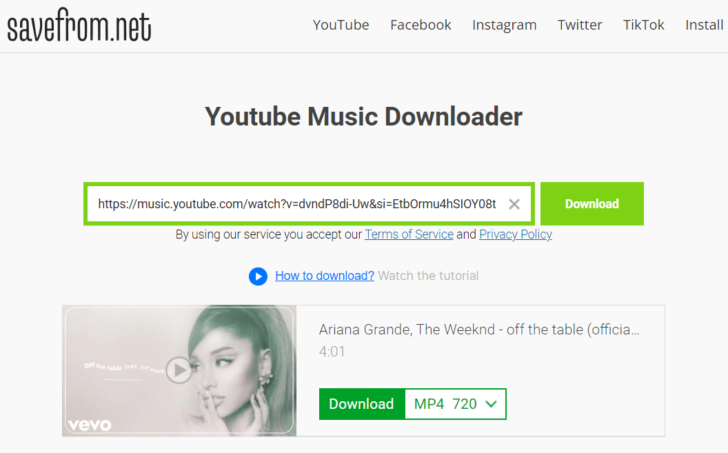 SaveFrom Rip YouTube Music